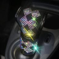 🌟 mlovesie leather auto gear shift knob cover with sparkling crystal rhinestones for girls and women, universal fit (bling) (colorful bling) logo
