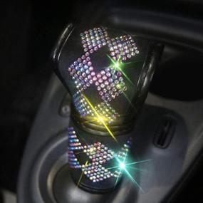 img 1 attached to 🌟 MLOVESIE Leather Auto Gear Shift Knob Cover with Sparkling Crystal Rhinestones for Girls and Women, Universal Fit (Bling) (Colorful Bling)