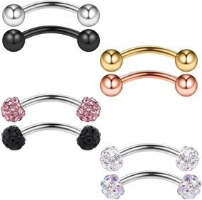 img 2 attached to Ruifan Crystal Barbell Eyebrow Piercing Women's Jewelry