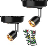 💡 2-pack battery operated wireless spotlights, led picture & accent lights with rotatable head for bedroom, paintings, dartboard (black+silver) - shineled logo