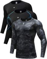 👕 men's active clothing: milin naco baselayer compression shirts - black, size m logo