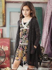 img 1 attached to 👗 Ombre Sequins Yoke Long Sleeve Dress for Big Tween Girls - Truly Me