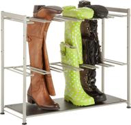 👢 honey-can-do 6-pair boot rack, 27.5 inches x 10.75 inches x 22.5 inches, silver логотип