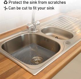 img 2 attached to 🧽 Grey Silicone Sink Mat: Heat Resistant, Folding & Non-slip Protector for Farmhouse Stainless Steel Porcelain Sinks, 13.5 x 13.5''