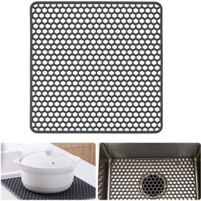 img 4 attached to 🧽 Grey Silicone Sink Mat: Heat Resistant, Folding & Non-slip Protector for Farmhouse Stainless Steel Porcelain Sinks, 13.5 x 13.5''