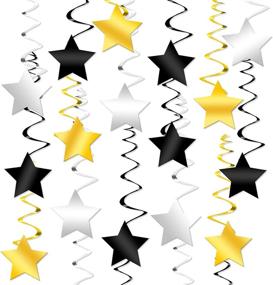 img 4 attached to 🌟 Pack of 30 Black, Gold, and Silver Star Hanging Swirls - No DIY, Party Decorations for Black and Gold Party, Hollywood Theme, Happy New Year 2022, NYE Decor