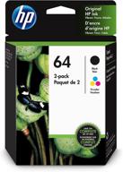 original hp 64 black/tri-color ink cartridges (2-pack) | compatible with hp envy photo 6200, 7100, 7800 series | eligible for instant ink | x4d92an логотип