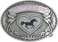 🤠 buckle rage women's silver cowgirl up oval belt buckle: unleash your inner rodeo queen! logo