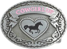 img 1 attached to 🤠 Женская серебряная пряжка Buckle Rage "Cowgirl Up" в форме овала: раскройте свою внутреннюю королеву родео!