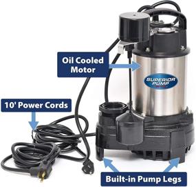 img 1 attached to 💪 Superior Pump Stainless Steel 92571: High-Quality 1/2 HP Cast Iron Sump Pump with Side Discharge and Tethered Float Switch