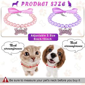 img 3 attached to 🐶 Stylish 4-Piece Pearl Dog Necklace Set with Rhinestone Bone Details - Adjustable Collar for Small Dogs and Cats - Perfect for Parties and Weddings (4 Colors)