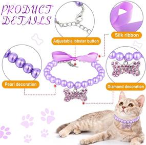 img 2 attached to 🐶 Stylish 4-Piece Pearl Dog Necklace Set with Rhinestone Bone Details - Adjustable Collar for Small Dogs and Cats - Perfect for Parties and Weddings (4 Colors)