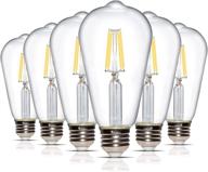 💡 simba lighting led edison vintage filament st21 (st64) light bulbs (6 pack) - dimmable 6w 60w equivalent, clear glass decorative antique retro - standard medium e26 base, natural white 4000k logo