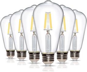 img 4 attached to 💡 Simba Lighting LED Edison Vintage Filament ST21 (ST64) Light Bulbs (6 Pack) - Dimmable 6W 60W Equivalent, Clear Glass Decorative Antique Retro - Standard Medium E26 Base, Natural White 4000K