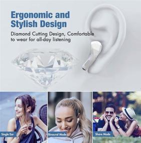 img 2 attached to Проводные наушники Parihy Bluetooth 5.0 с высоким качеством стереозвука, сенсорным управлением, быстрой зарядкой через USB-C, беспроводные наушники для путешествий, тренировок и офиса.