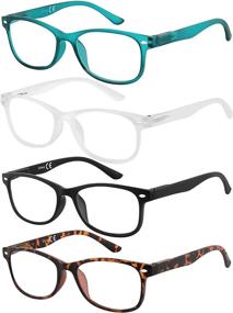 img 4 attached to 👓 Set of 4 Blue Light Blocking Computer Readers with Spring Hinge - Reduce Eyestrain - High-Quality Eyeglasses for Women and Men - Mixcolor, 1.5 Strength