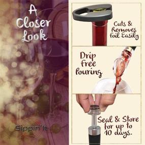 img 1 attached to 🍷 Sippin'It Wine Opener: The Ultimate Gift Set for Wine Lovers - Includes Wine Stopper, Aerator Pourer & Foil Cutter