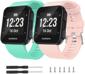 img 4 attached to 📲 Watbro Ремешок для Garmin Forerunner 35, Мягкий силиконовый заменяемый ремешок для часов, совместимый с умными часами Garmin Forerunner 35, подходит для запястья размером от 5.11 до 9.05 дюйма (130 мм - 230 мм)