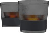 freeze cooling cups for whiskey, bourbon, and scotch - plastic freezer gel chiller double wall tumblers (set of 2, smoke) logo