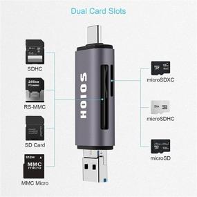 img 2 attached to 💽 USB-C SD Card Reader: 3-in-1 Memory Card Reader with Tri-Connectors, USB 3.0 Adapter for SDXC, Micro SDXC, Compatible with Windows, Mac OS, Linux, Android - Silver Gray