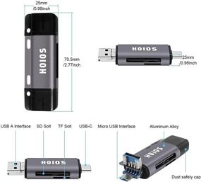 img 1 attached to 💽 USB-C SD Card Reader: 3-in-1 Memory Card Reader with Tri-Connectors, USB 3.0 Adapter for SDXC, Micro SDXC, Compatible with Windows, Mac OS, Linux, Android - Silver Gray