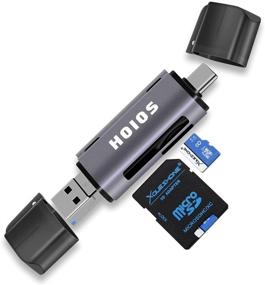 img 4 attached to 💽 USB-C SD Card Reader: 3-in-1 Memory Card Reader with Tri-Connectors, USB 3.0 Adapter for SDXC, Micro SDXC, Compatible with Windows, Mac OS, Linux, Android - Silver Gray