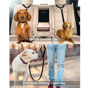 img 3 attached to 🐶 Adjustable Dog Car Seatbelts, CGBOOM 2 Pack for Vehicle Restraint, Dual Use Dog Seat Belts Harness with Headrest Restraint, Nylon Safety Leads for Large Medium Small Dogs, Pet Cat Seat Belts