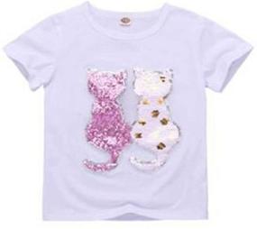 img 4 attached to Sequins T Shirt Fashion Sleeve Pullover Girls' Clothing in Tops, Tees & Blouses