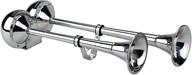 wolo dominator 125-12 stainless steel dual trumpet marine horns - low and high tone, 12 volt (chrome) logo