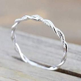 img 1 attached to Women's Twist Stackable Diamond Rings, Rnydrny Sterling Silver Wedding Party Fashion Ring (Size 9)