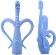🐘 bpa free детская зубная щетка - мягкие щетины, учебная зубная щетка для младенцев - дизайн слона, переход от младенца к малышу, светло-голубая логотип