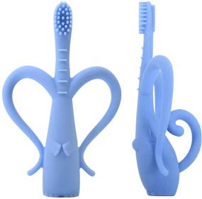 img 4 attached to 🐘 BPA Free Infant Toothbrush - Soft Bristles, Training Toothbrush for Babies - Elephant Design, Infant-to-Toddler Transition, Light Blue