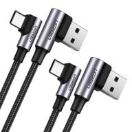 ugreen usb c кабель 2-pack type c кабель с 18w быстрой зарядкой, угловой usb a в usb c кабель для ipad pro 2018, samsung s21 s20 note20 s10 s9, google pixel, ps5, gopro hero 8, lg g8 v50 v20, nintendo - 6ft логотип