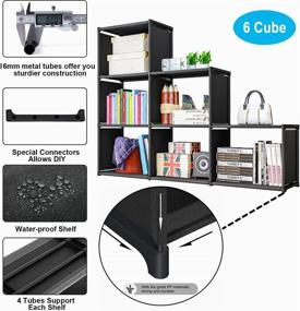 img 2 attached to 📦 Black 6 Cube Modular Shelves Storage Organizer - Cube Storage Organizer, DIY Closet Storage Rack for Books Clothes Toys Shoes Arts by Wishwill