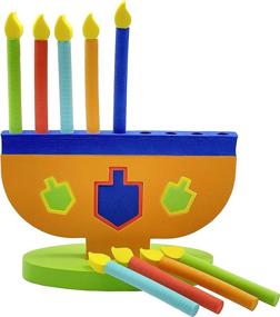 img 1 attached to 🕎 Hanukkah Foam Toy Menorah Set - Removable Candles, Dreidels, Chanukah Toys & Games - Ideal Hanukkah Gifts