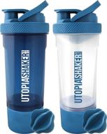 🍶 utopia home 2-pack shaker bottle - 24 oz protein shaker bottle for pre & post workout drinks - classic protein mixer shaker bottle with twist and lock protein box storage (navy & clear/navy) logo