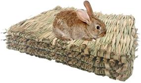 img 4 attached to WANBAO 3 Pcs Woven Straw Mat Bed: Ideal for Hamsters, Parrot Rabbits, and Other Small Animals