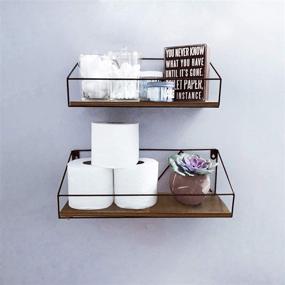 img 2 attached to 🪵 Rustic Wood Floating Shelves - Set of 2 for Kitchen, Living Room & Bathroom Storage - PETAFLOP Wall Mount Shelf