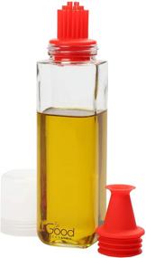 img 4 attached to 🍶 16 oz Glass Cruet with Interchangeable No-Drip Spout, Olive Oil and Vinegar Dispenser Bottle, Includes Silicone Basting Brush