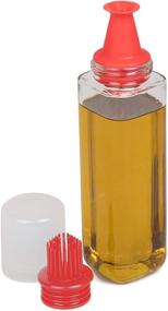 img 1 attached to 🍶 16 oz Glass Cruet with Interchangeable No-Drip Spout, Olive Oil and Vinegar Dispenser Bottle, Includes Silicone Basting Brush