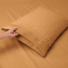 img 3 attached to 🛏️ Nestlé Deep Pocket Split King Sheets: Bed Sheets Set with 2 Fitted Sheets, Flat Sheet, Pillow Cases - Ultra-Soft Microfiber Bedsheet Set with Deep Pockets for Split King Mattress - Mocha Light Brown