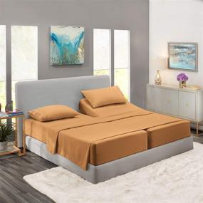 img 4 attached to 🛏️ Nestlé Deep Pocket Split King Sheets: Bed Sheets Set with 2 Fitted Sheets, Flat Sheet, Pillow Cases - Ultra-Soft Microfiber Bedsheet Set with Deep Pockets for Split King Mattress - Mocha Light Brown