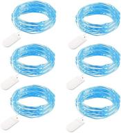 🔹 engilen fairy lights 7.2 feet 20 led copper wire string lights with button battery - ideal for diy home decor, vases, jars, christmas, mother's day, holidays, parties - blue (pack of 6) логотип