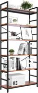 📚 adjustable bookcase storage shelves - tiered industrial wood bookshelf with freestanding metal frame for living room, bedroom, and office - tall black bookcases and shelving unit логотип