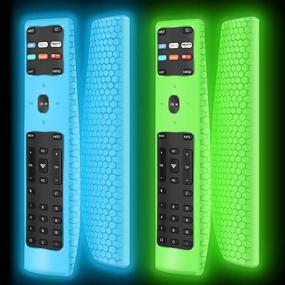 img 4 attached to 📺 2 Pack Silicone Cases for XRT136 Vizio Smart TV Remote Control - Shockproof and Durable Replacement Covers - Glowblue + Glowgreen