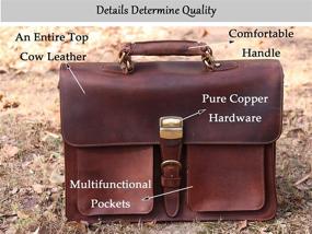 img 3 attached to 👜 Vintage Handmade Leather Briefcase: IBLUE Men's Shoulder Bag for Laptops and Documents