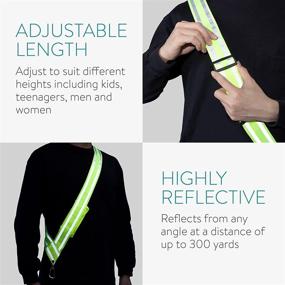 img 2 attached to 🏃 Navaris Reflective Sash: High-Visibility Safety Gear with Pocket and Carabiner Clip - Ideal for Night Walking, Cycling, and Running - Yellow for Men and Women