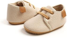 img 1 attached to 👟 COSANKIM Lace Up Leather Baby Sneakers: Non Slip Infant Shoes with Rubber Sole - Ideal for Newborns & Toddlers