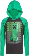 cozy up in style with the minecraft boys long sleeve creeper hoodie tee logo