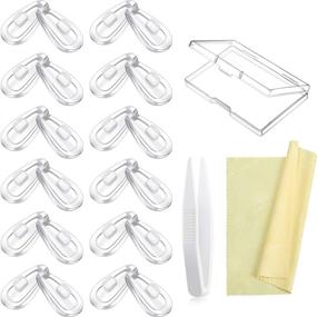 img 4 attached to 👓 Comfortable Soft Silicone Push-in Eyeglass Nose Pads Set - 12 Pairs, 15mm Air Chamber Design with Repair Kit, Tweezers, Cleaning Cloth, and Storage Case
